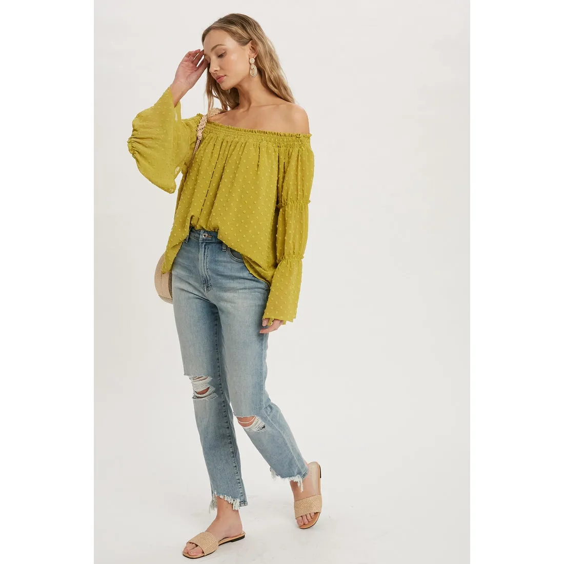 Chartreuse Off The Shoulder Top