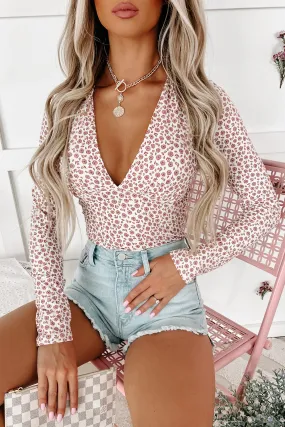 Growing With Grace NanaMacs Long Sleeve Floral Bodysuit (Ivory/Rose)