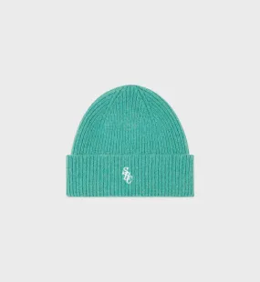 SRC Wool Beanie - Spring Green/White