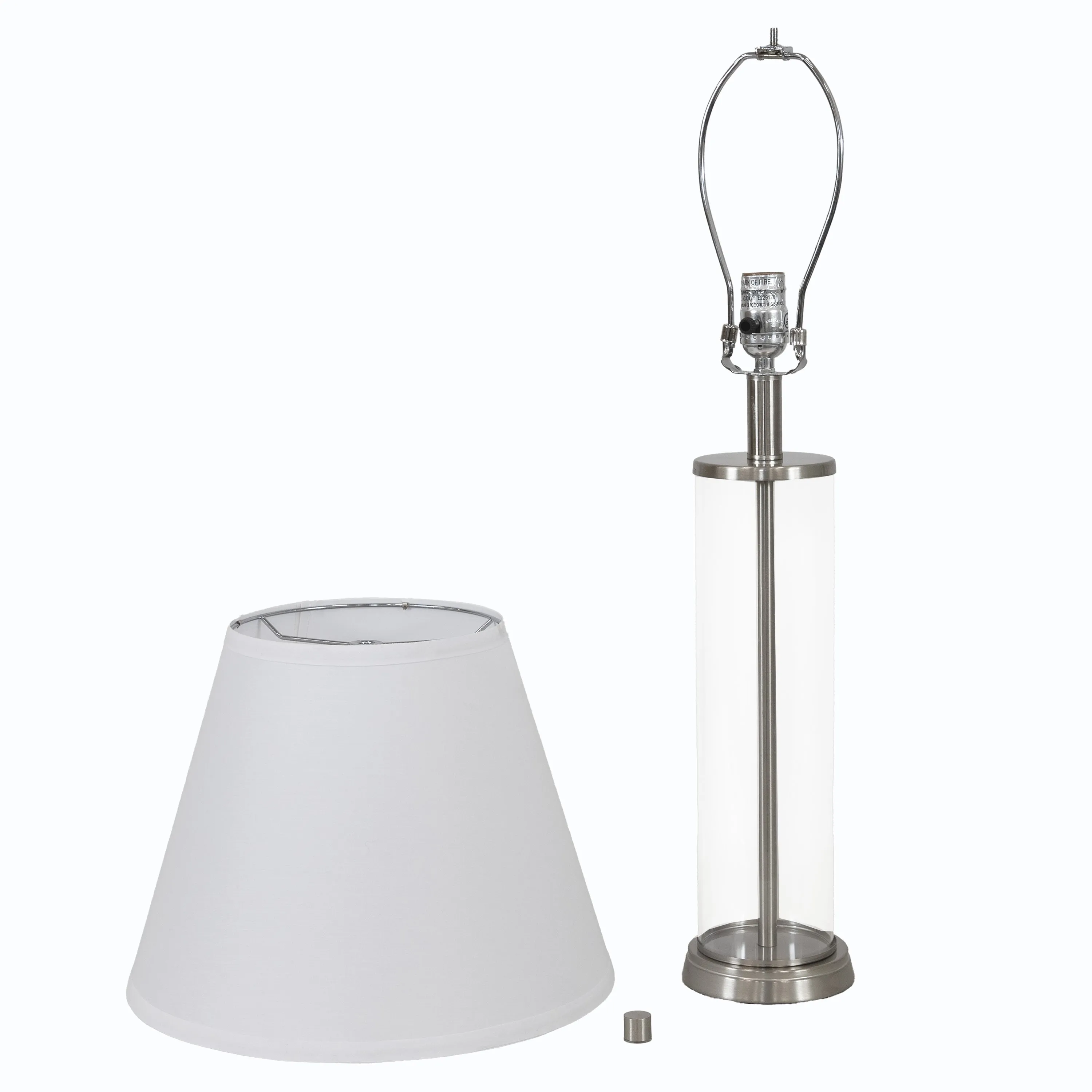 Sunnydaze Glass Cylinder Table Lamp Set of 2 with Shade - 27.75" H - Plug-In Electric