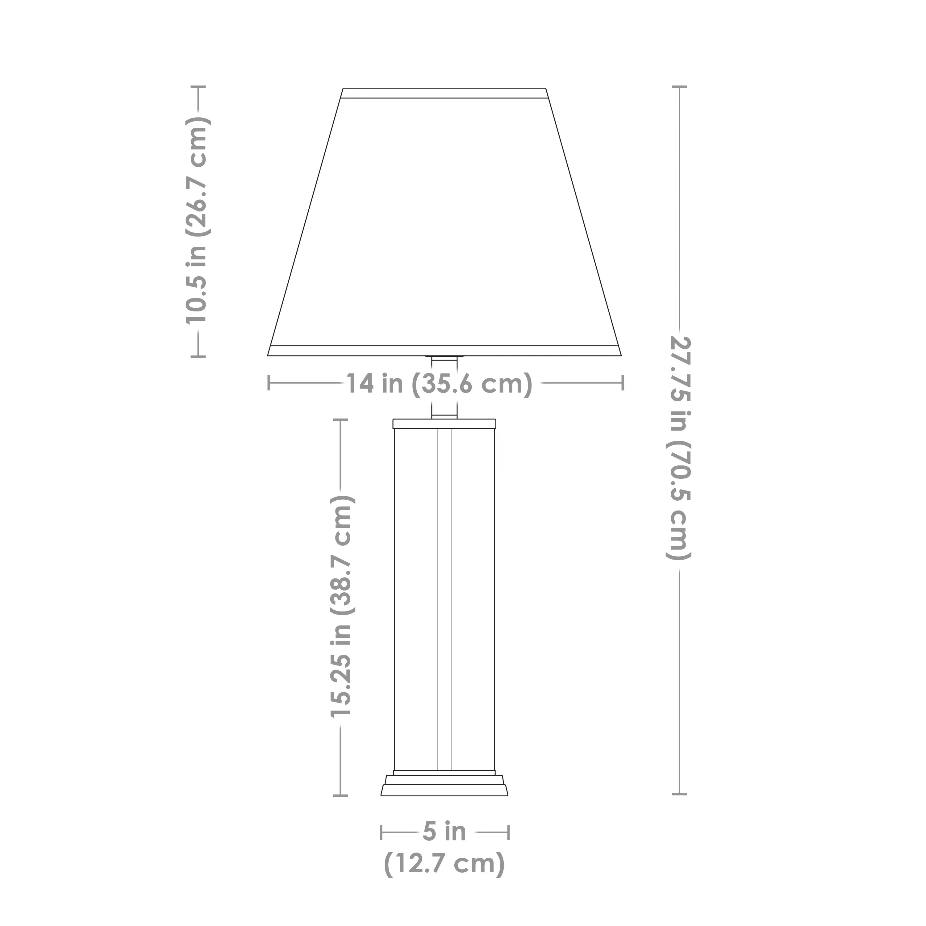Sunnydaze Glass Cylinder Table Lamp Set of 2 with Shade - 27.75" H - Plug-In Electric