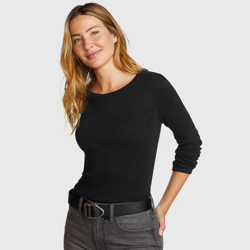 Womens Long Sleeve Pullover Round-Neck T-Shirt